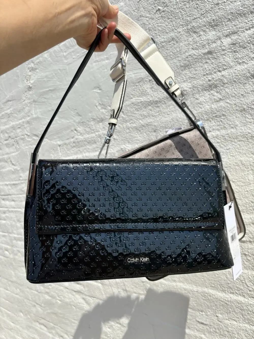 calvin klein Verne Signature Embossed Flap Shoulder Bag